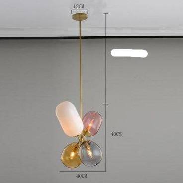 Suspension design en verre LED avec trois abat-jours colorés - vue 4 sur 4