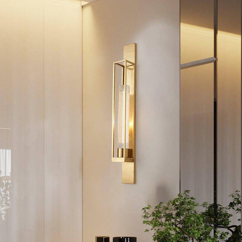 Applique murale design LED avec cage rectangle dorée - vue 3 sur 7