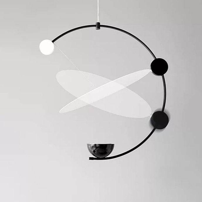 Suspension design LED avec arc de cercle noir et boule lumineuse Creative - vue 6 sur 7