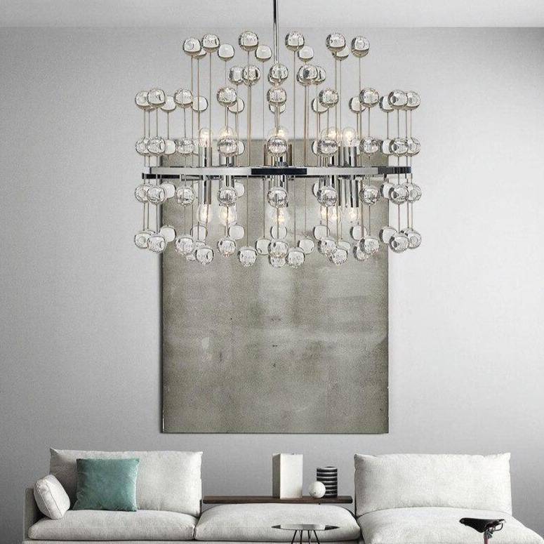 Lustre design LED avec boules crystal style Art - vue 4 sur 5