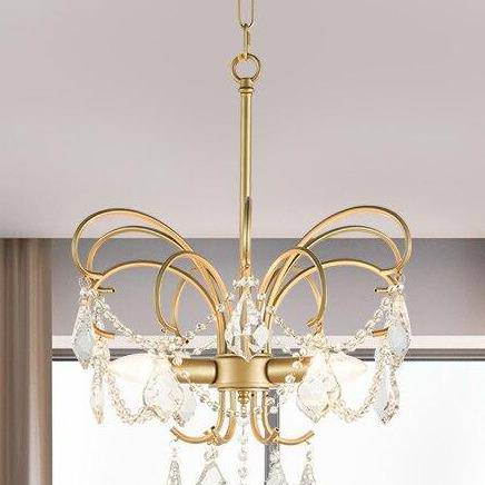 Lustre design LED avec branches dorées et verre crystal Luxury - vue 2 sur 3