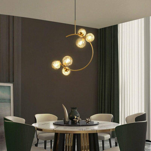 Suspension design LED dorée avec cercle en métal Shadow - vue 3 sur 7