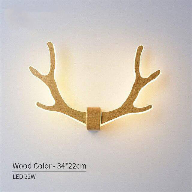 Applique design LED en bois à forme de cornes de cerf - vue 5 sur 6