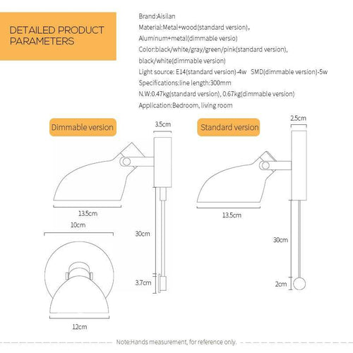 Applique design à LED coloré avec abat-jour orientable et interrupteur - vue 9 sur 9