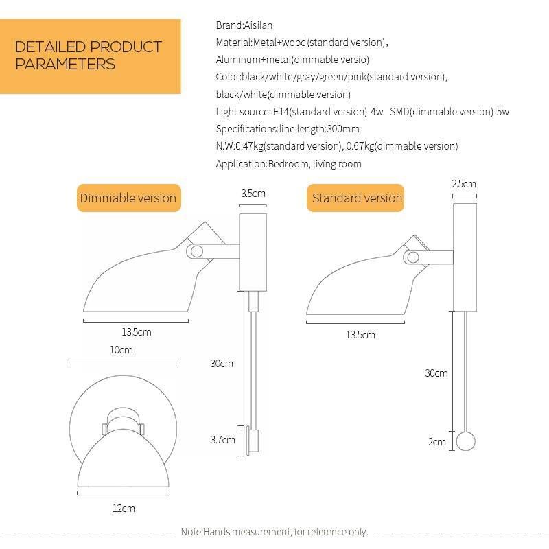 Applique design à LED coloré avec abat-jour orientable et interrupteur - vue 8 sur 9