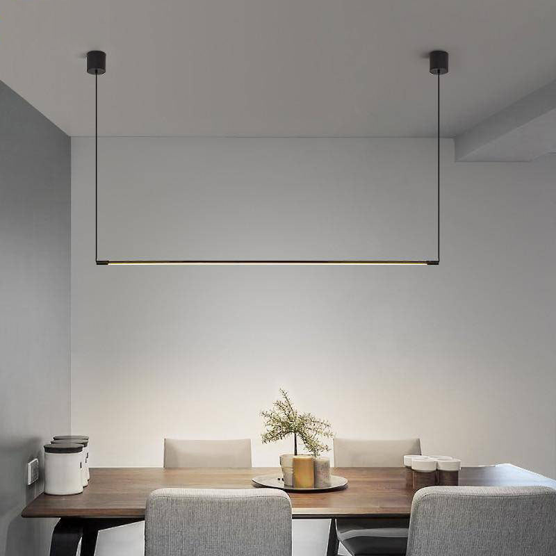 Suspension design à LED en tube métal noir style Loft Light - vue 4 sur 6