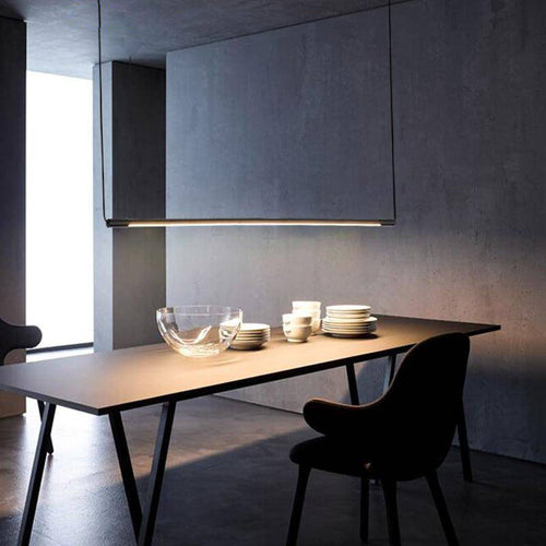 Suspension design à LED en tube métal noir style Loft Light - vue 4 sur 6