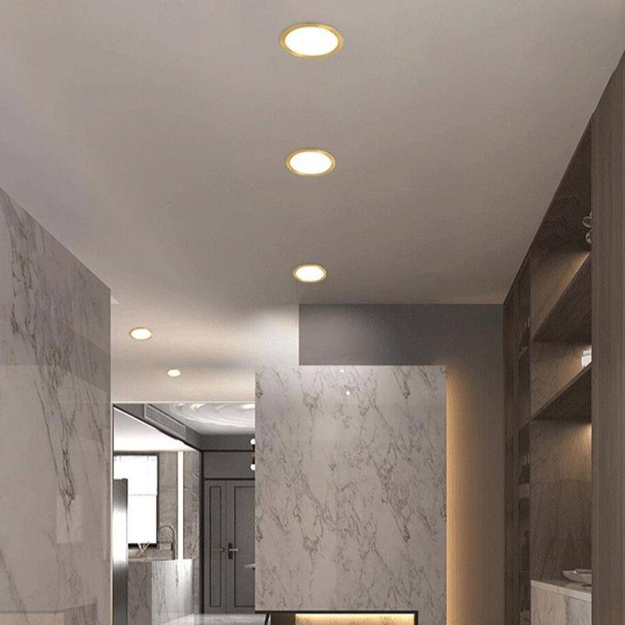 Spot encastré LED rond avec bordure dorée - vue 3 sur 5
