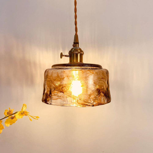 Suspension design à LED avec abat-jour en verre cuivré rétro - vue 5 sur 6