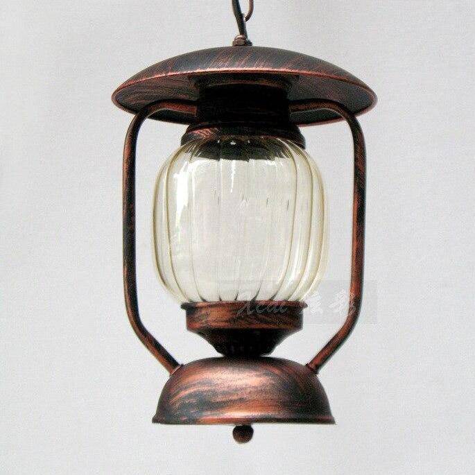 Suspension rétro LED en métal avec abat-jour en verre arrondi - vue 2 sur 5