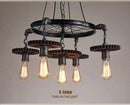 Lustre rétro LED avec ampoules Edison et engrenages industriels