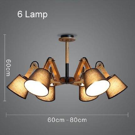 Lustre retro LED avec plusieurs abat-jours tissu vintage - vue 7 sur 6