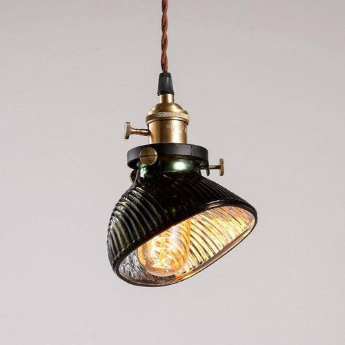 Suspension rétro LED avec abat-jour noir et doré - vue 4 sur 5
