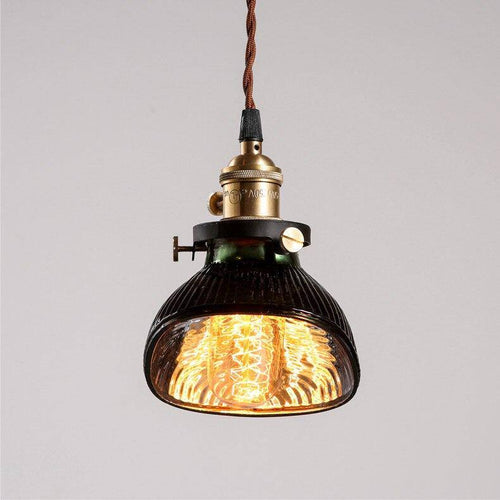 Suspension rétro LED avec abat-jour noir et doré - vue 2 sur 5
