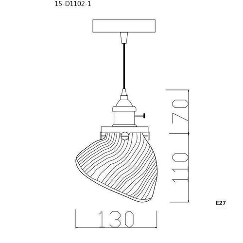 Suspension rétro LED avec abat-jour noir et doré - vue 5 sur 5