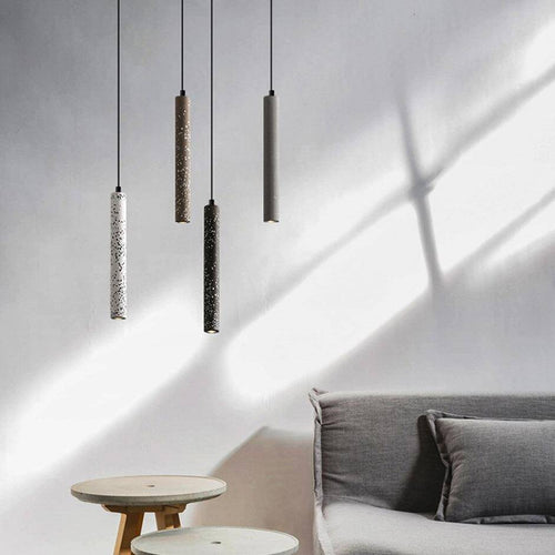Suspension design LED allongée en ciment terrazzo coloré - vue 3 sur 8