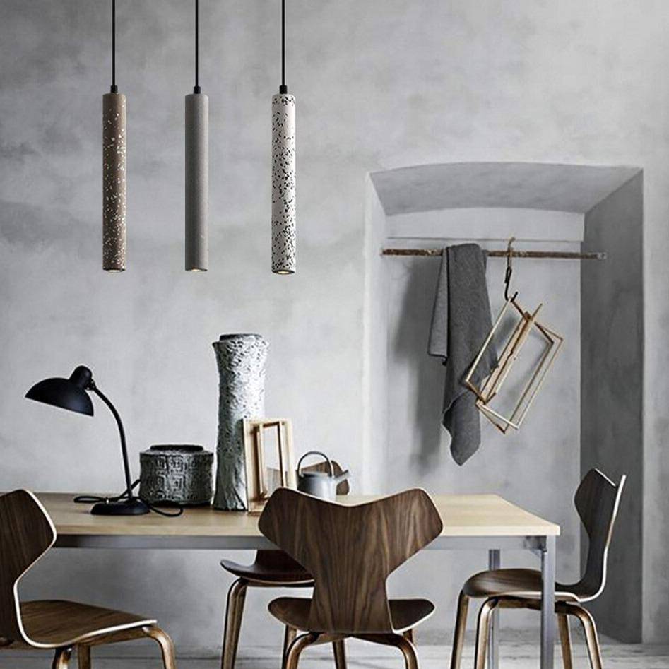 Suspension design LED allongée en ciment terrazzo coloré - vue 5 sur 8
