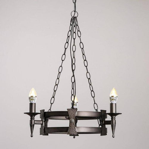 Suspension retro LED avec chaines et abat-jour métal - vue 2 sur 3