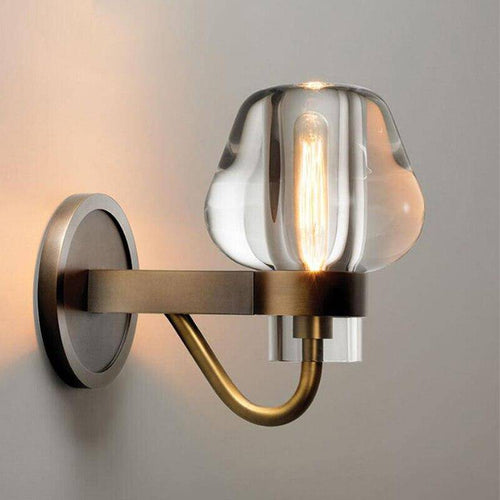 Applique murale design LED cuivré avec verre déformé - vue 2 sur 2