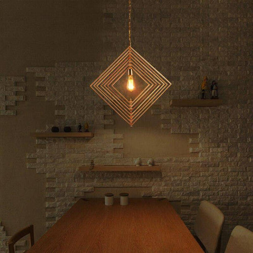 Suspension en bambou LED avec plusieurs losanges - vue 2 sur 3