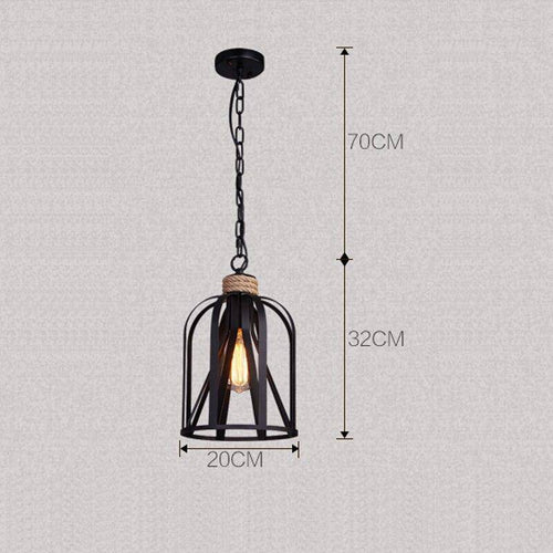 Suspension rustique LED avec cage en métal noir style industriel - vue 4 sur 4