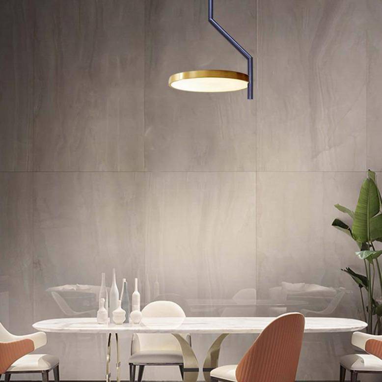 Suspension design LED avec cercle doré et finitions Creative - vue 4 sur 11