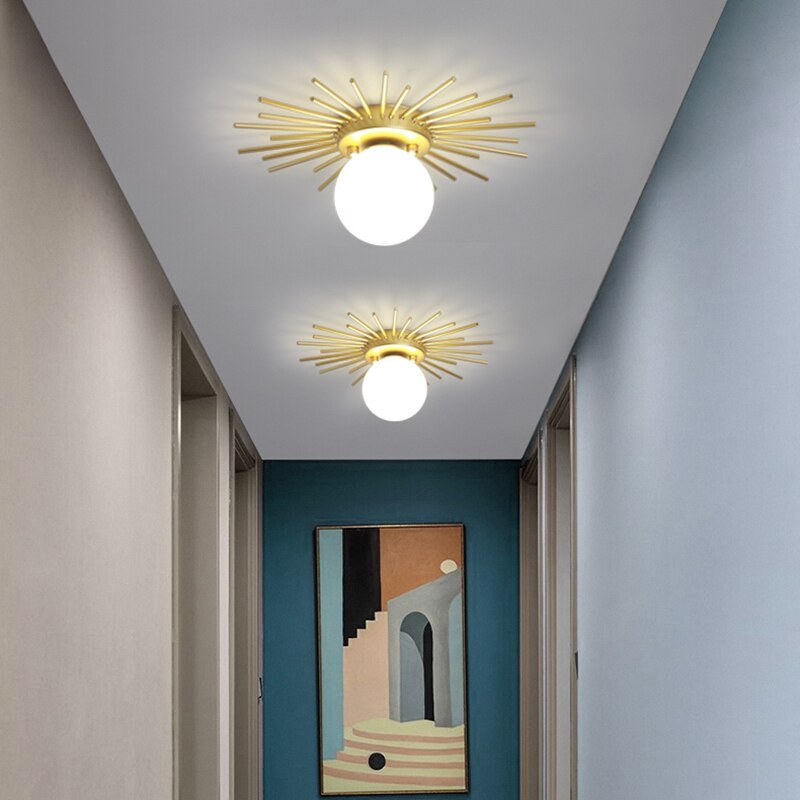 Plafonnier moderne LED avec soleil métallique et globe Sana - vue 2 sur 10