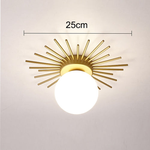 Plafonnier moderne LED avec soleil métallique et globe Sana - vue 7 sur 10