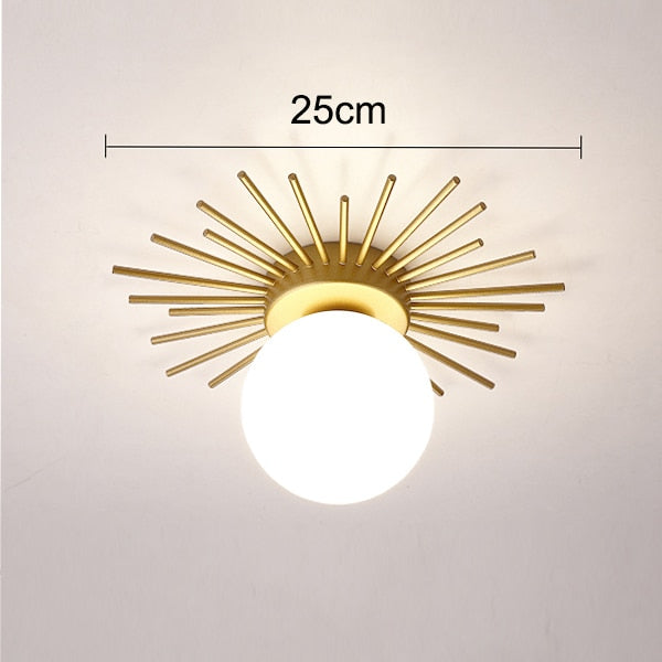 Plafonnier moderne LED avec soleil métallique et globe Sana - vue 6 sur 10