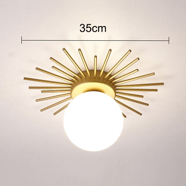 Plafonnier moderne LED avec soleil métallique et globe Sana - vue 7 sur 10