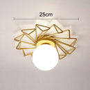 Plafonnier moderne LED avec soleil métallique et globe Sana