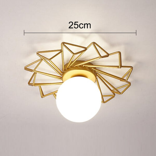 Plafonnier moderne LED avec soleil métallique et globe Sana - vue 6 sur 10