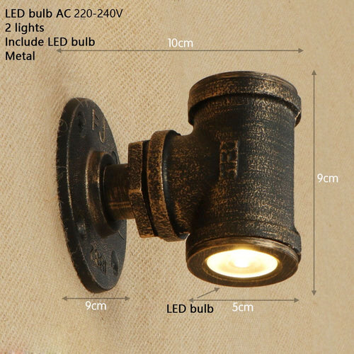 Applique murale retro LED style tuyau métallique Tino - vue 14 sur 14