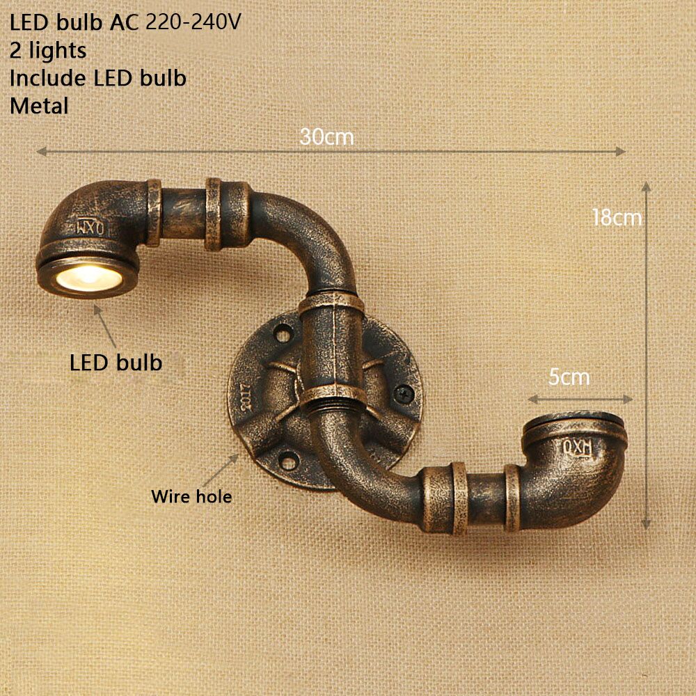 Applique murale retro LED style tuyau métallique Tino - vue 12 sur 14