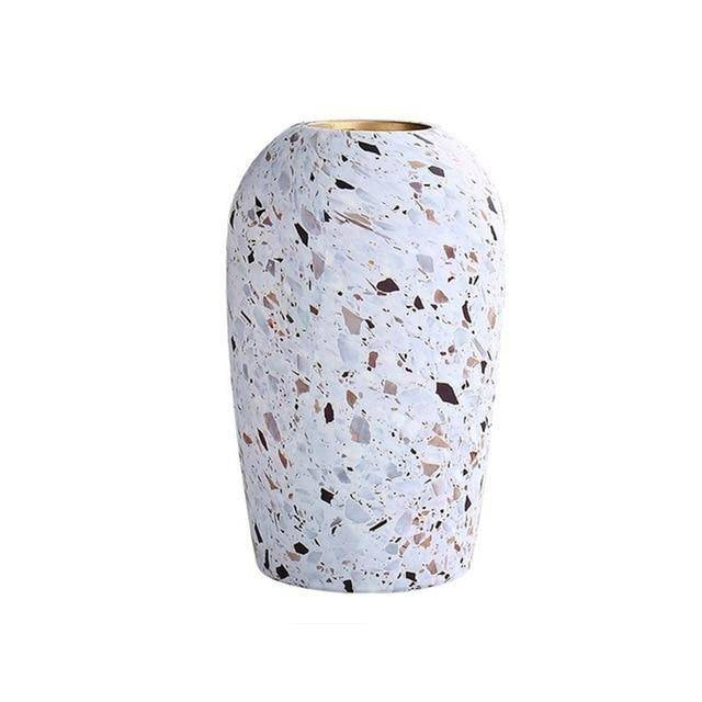 Vase design en céramique style Terrazzo blanc - vue 8 sur 8