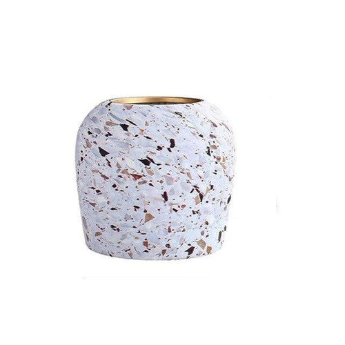 Vase design en céramique style Terrazzo blanc - vue 5 sur 8