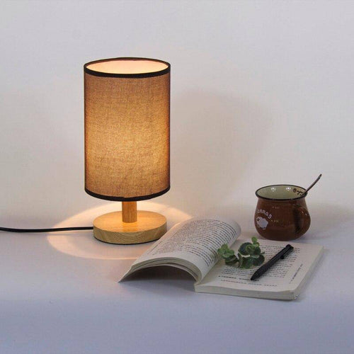 Lampe de chevet avec abat-jour en tissu cylindrique - vue 3 sur 9