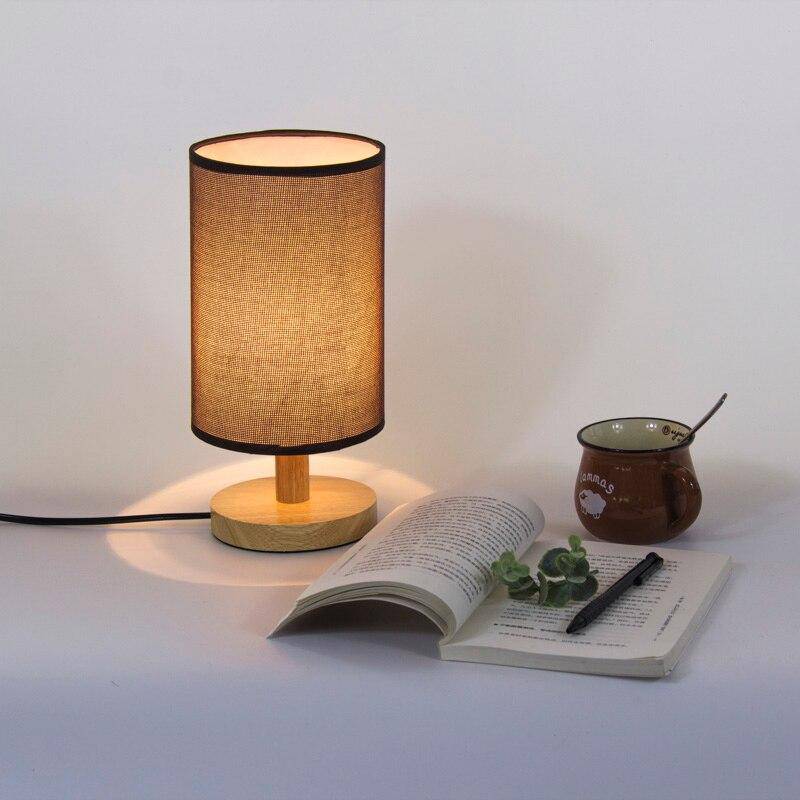 Lampe de chevet avec abat-jour en tissu cylindrique - vue 2 sur 9
