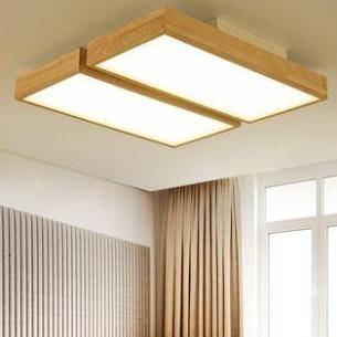 Plafonnier en bois à LED avec 1 ou plusieurs rectangles - vue 2 sur 5
