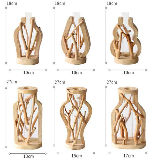 Vase design en verre avec socle en bois style Hydro - vue 14 sur 13