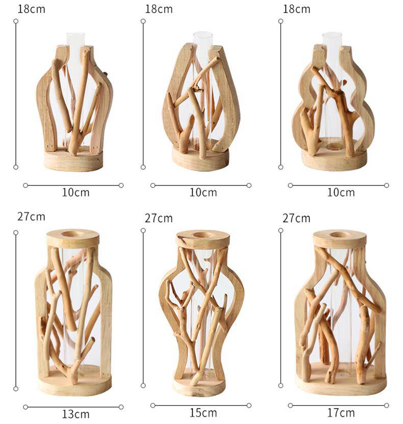 Vase design en verre avec socle en bois style Hydro - vue 13 sur 13