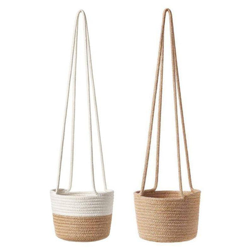 Cache-pots suspendu en osier style scandinave - vue 6 sur 7
