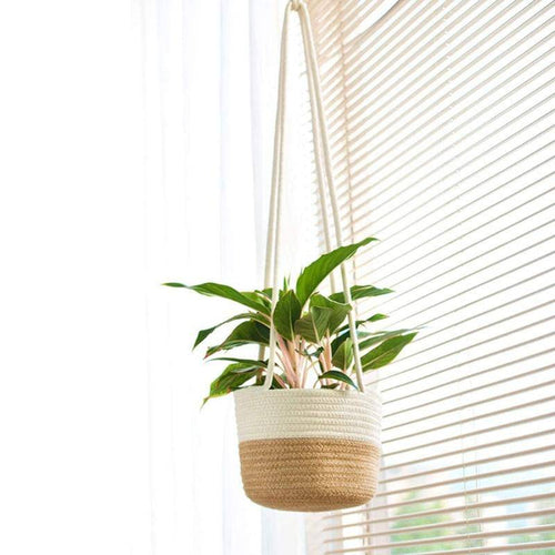 Cache-pots suspendu en osier style scandinave - vue 3 sur 7