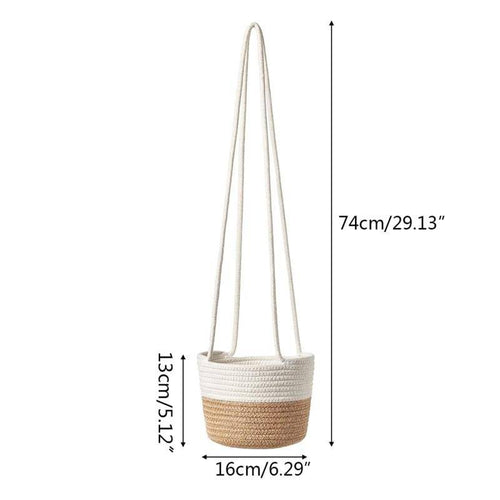 Cache-pots suspendu en osier style scandinave - vue 7 sur 7
