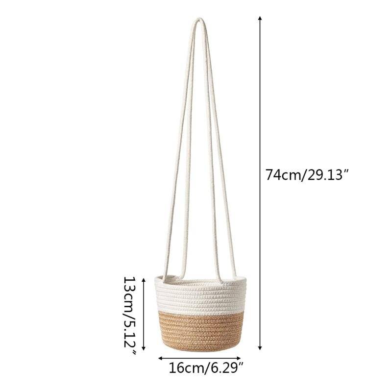 Cache-pots suspendu en osier style scandinave - vue 6 sur 7