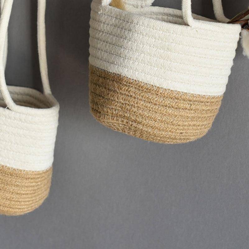 Cache-pots suspendu en osier style scandinave - vue 3 sur 7
