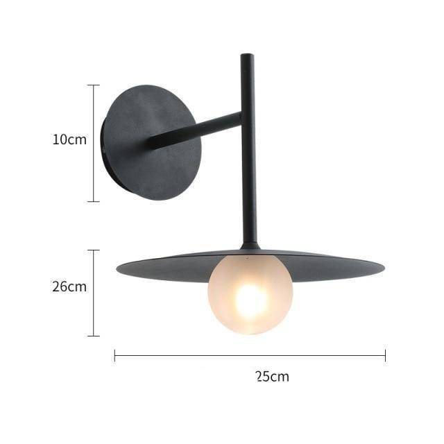 Applique murale design à LED en métal avec abat-jour et boule verre Loft - vue 5 sur 7