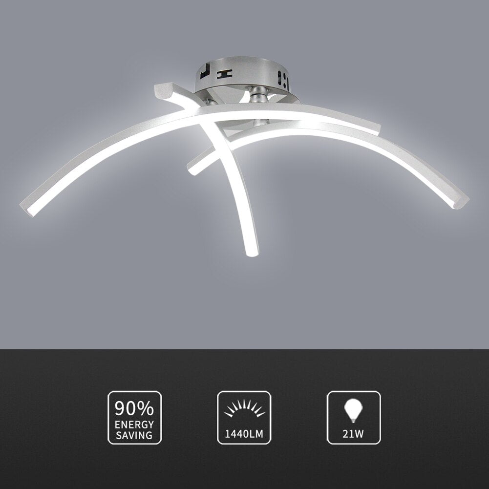 Plafonnier design LED avec 3 barres courbées en métal Teylor - vue 5 sur 8