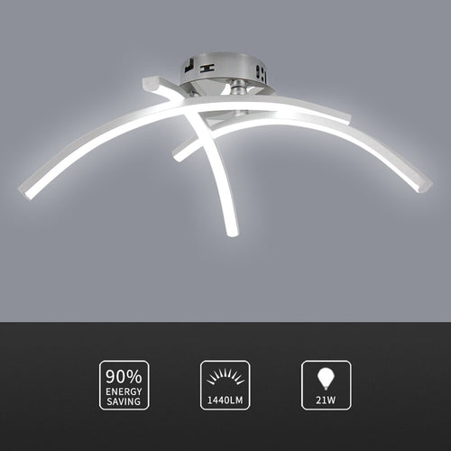 Plafonnier design LED avec 3 barres courbées en métal Teylor - vue 6 sur 8