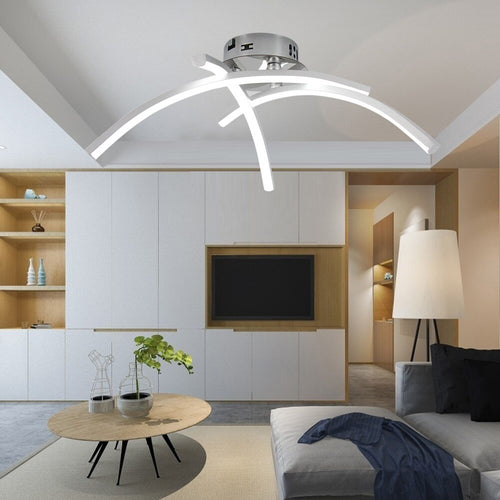Plafonnier design LED avec 3 barres courbées en métal Teylor - vue 3 sur 8